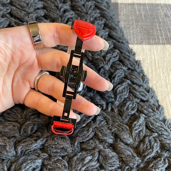 Longvadon Caiman Series Crimson Red (medium) with Black Details Apple Watch Band - Picture 7 of 10